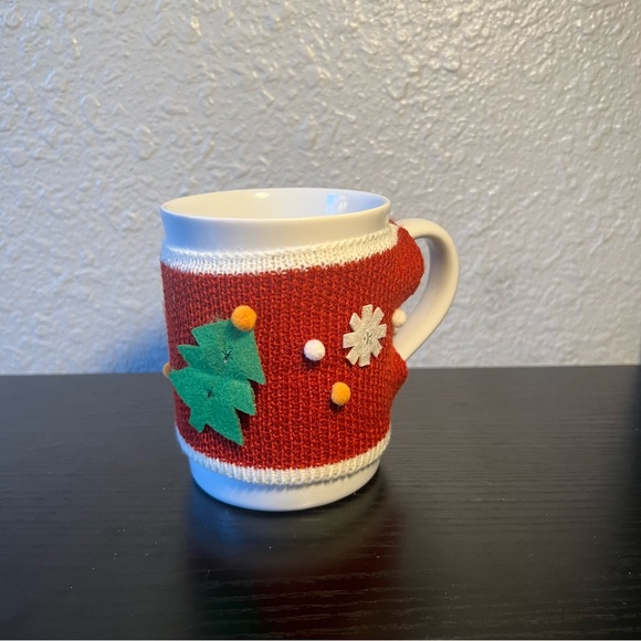 Threshold Other - NEW Threshold White Stoneware Mug with Ugly Christmas‎ Knit Sweater Cozy Sleeve